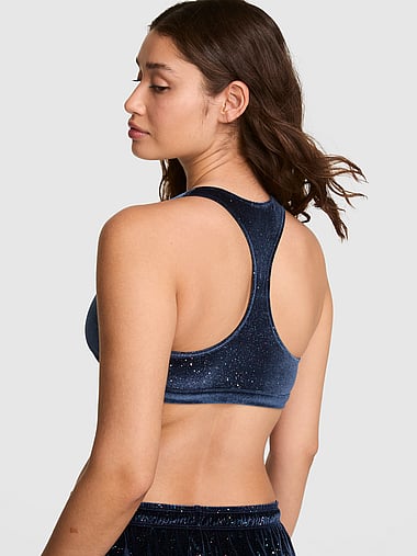 PINK - Plush Touch Velour Unlined Racerback Bralette, image 2