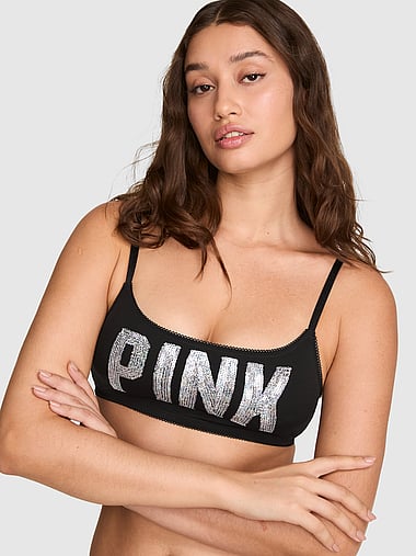 PINK - PINK Wink™ Unlined Scoop Bralette in Sequin Weeekend, image 1