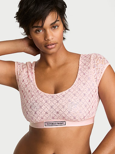 The T-shirt - Lace Shine Logo Cap-Sleeve Bralette, image 1