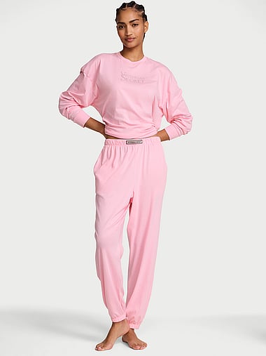 100% Cotton Shine Jogger Long Pajama Set, image 1