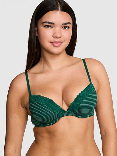 PINK - Wear Everywhere™ Super Push-Up Bra in Cotton Lace Trim, image 1