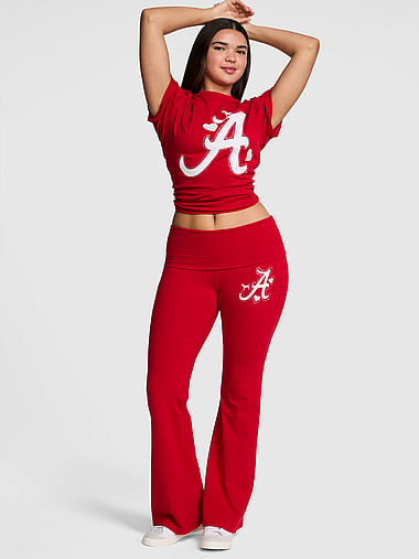 College Collection - All-Day Cotton™ Bling Foldover Flare Leggings, image 1