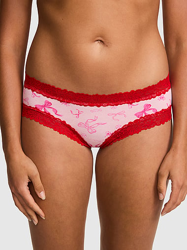 PINK - PINK Wink™ Lace-Trim Cotton Cheeky Panty in Lace Trim, image 1