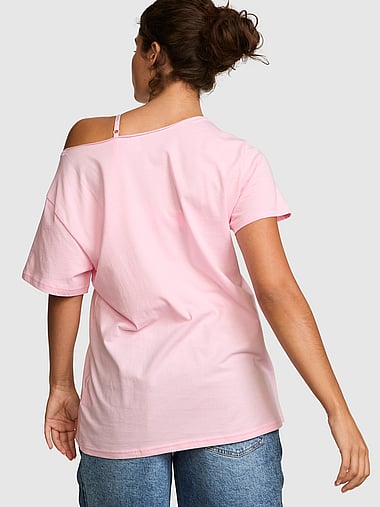 PINK - Campus Cotton™ Off-The-Shoulder Tee, image 2
