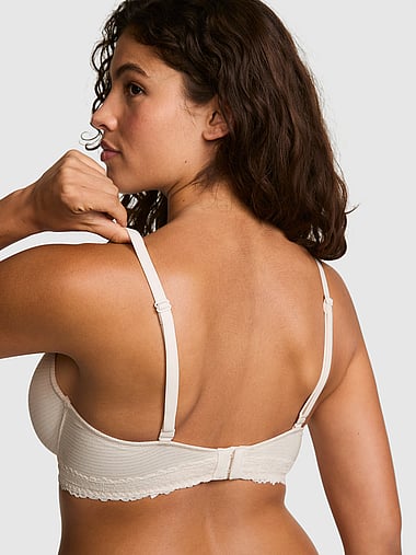 PINK - Wear Everywhere™ Lightly Lined Full Coverage T-Shirt Bra in Cotton Lace Trim, image 2