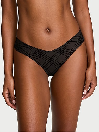 No-Show - No-Show Plaid Mesh Thong Panty, image 1