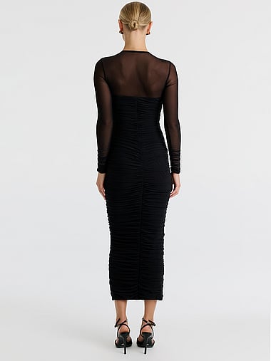 Bardot - Irina Gathered Mesh Midi Dress, image 2
