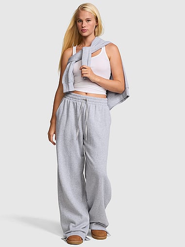PINK - Campus Fleece™ Wide-Leg Split-Hem Sweatpants, image 2