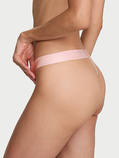 Cotton - Lace Shine Logo V-String Panty in All Over Shine, image 2