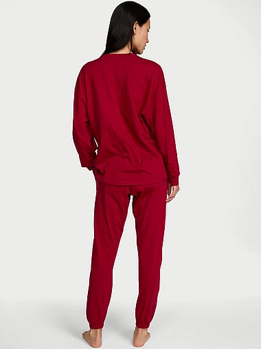 Victoria's Secret - 100% Cotton Shine Jogger Long Pajama Set, image 2