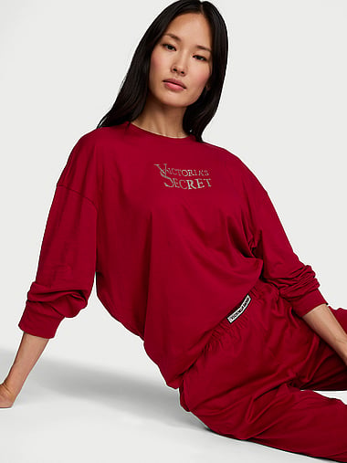 Victoria's Secret - 100% Cotton Shine Jogger Long Pajama Set, image 1