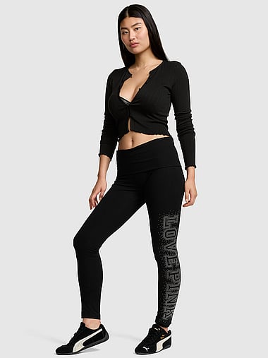 PINK - All-Day Cotton™ Foldover Leggings, image 1