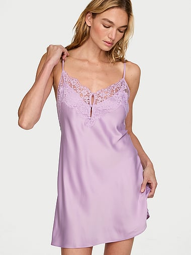 Dream Angels - Satin Lace-Trim Short Slip Dress, image 1