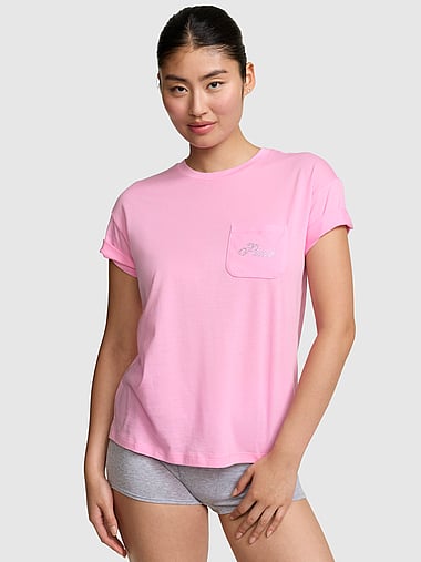 PINK - 100% Cotton Light as Air Jersey Pocket Tee, image 1