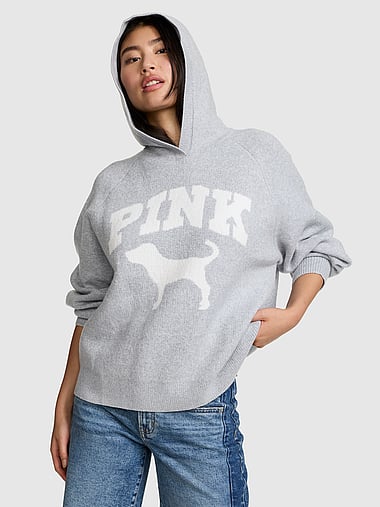 PINK - Oversized Knit Hoodie, image 1