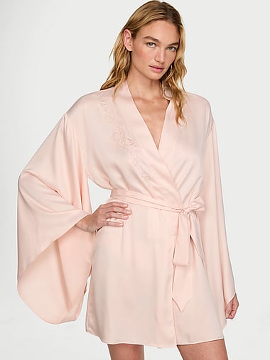 Dream Angels - Twinkle Satin Bow Short Wide-Sleeve Robe, image 1