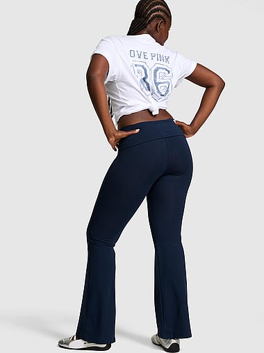 PINK - All-Day Cotton™ Foldover Flare Leggings, image 2
