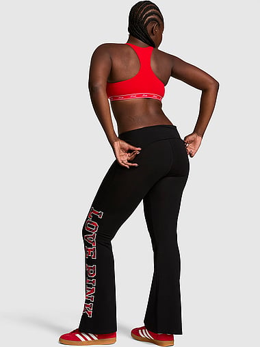 PINK - All-Day Cotton™ Foldover Flare Leggings, image 2