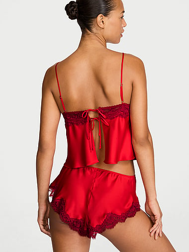 Dream Angels - Satin Lace-Trim Cami & Flutter Shorts Set, image 2