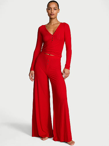 SoSoft™ Modal Ultra-Fine Henley Top & Pant Set, image 1