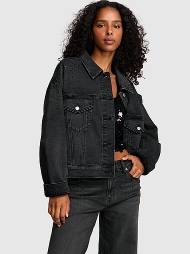 PINK - Denim by PINK Boyfriend Trucker Jacket, image 1
