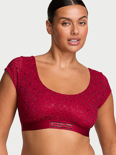 The T-shirt - Lace Shine Logo Cap-Sleeve Bralette, image 1