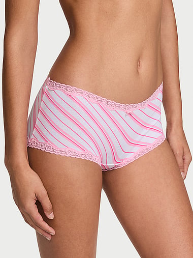 Lace Trim - Cotton Lace-Trim Boyshort Panty, image 1