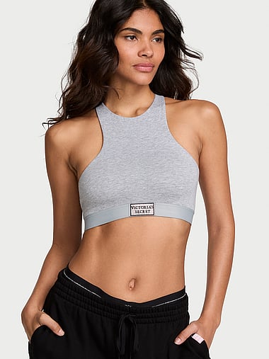 The T-shirt - Cotton Shine Patch Unlined High-Neck Bralette, image 1