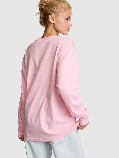 PINK - Campus Cotton™ Long-Sleeve Tee, image 2