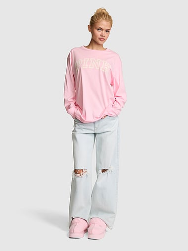PINK - Campus Cotton™ Long-Sleeve Tee, image 1