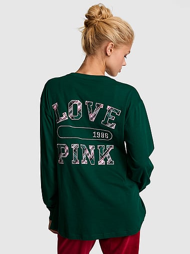 PINK - Campus Cotton™ Long-Sleeve Tee, image 1