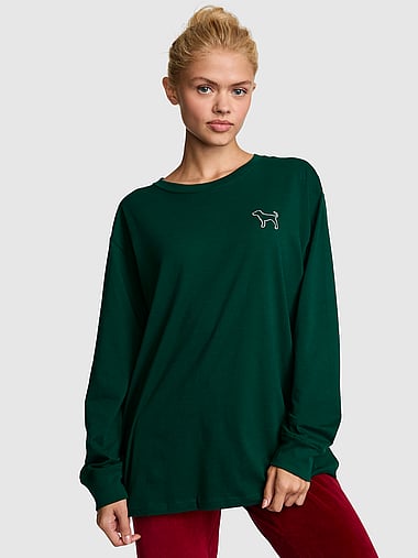 PINK - Campus Cotton™ Long-Sleeve Tee, image 2