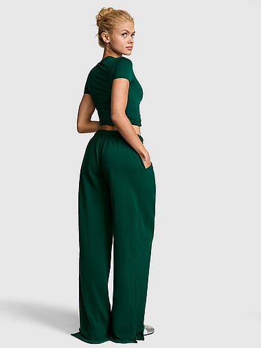 PINK - Campus Fleece™ Wide-Leg Split-Hem Sweatpants, image 2