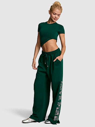 PINK - Campus Fleece™ Wide-Leg Split-Hem Sweatpants, image 1