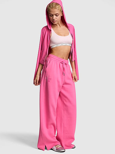 PINK - Campus Fleece™ Wide-Leg Split-Hem Sweatpants, image 2