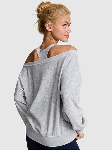 PINK - Vintage Velour Oﬀ-The-Shoulder Sweatshirt, image 2