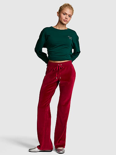 PINK - Vintage Velour Flare Pants, image 1
