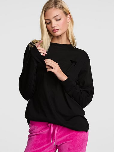 PINK - Campus Cotton™ Long-Sleeve Tee, image 1
