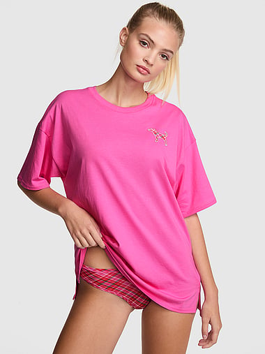 PINK - Cotton Side-Slit Tee & Panty Set, image 1