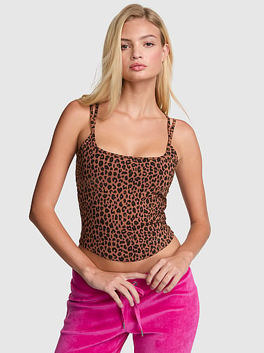 PINK - All-Day Cotton™ Strappy Tank Top, image 1