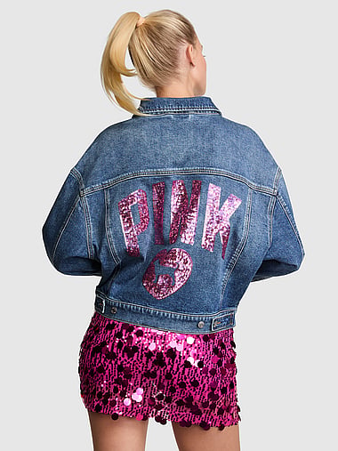 PINK - Denim by PINK Boyfriend Trucker Jacket, image 1