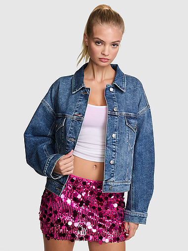 PINK - Denim by PINK Boyfriend Trucker Jacket, image 2