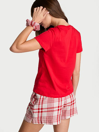 Victoria's Secret - CozyFlannel™ Short Tee-Jama & Scrunchie Set, image 2
