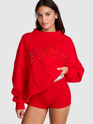 PINK - Campus Fleece™ Oversized Mock-Neck Sweatshirt, image 1
