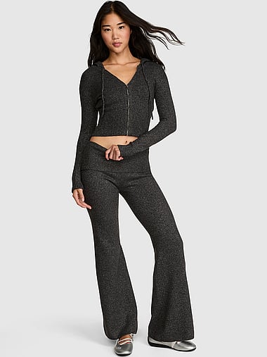 PINK - Sweater Foldover Flare Pants, image 1