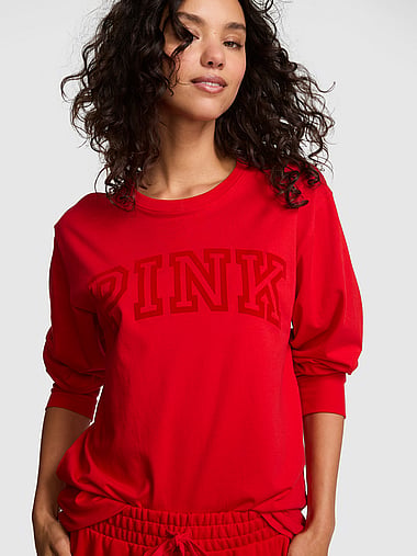 PINK - Campus Cotton™ Long-Sleeve Tee, image 1