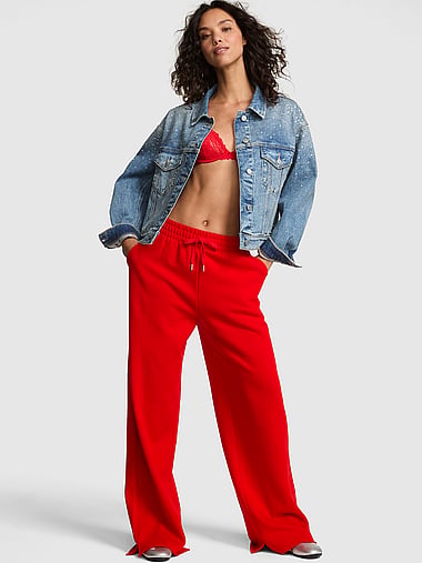 PINK - Campus Fleece™ Wide-Leg Split-Hem Sweatpants, image 1