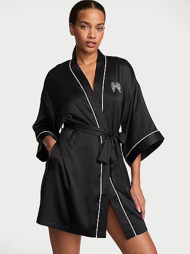 Victoria's Secret - Signature Satin Short Piped Robe, image 2