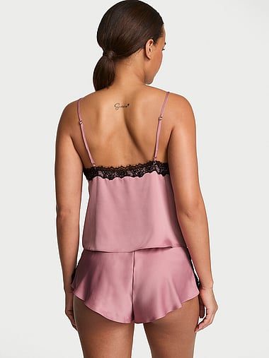 Very Sexy - Satin Rose Lace-Trim Cami & Flutter Short Set, image 2