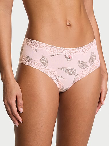 Lace Trim - Cotton Lace-Waist Cheeky Panty, image 1